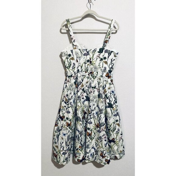 Avec Les Filles Dress Womens 14 Botanical Garden Floral Butterfly Midi Coquette - Picture 4 of 7